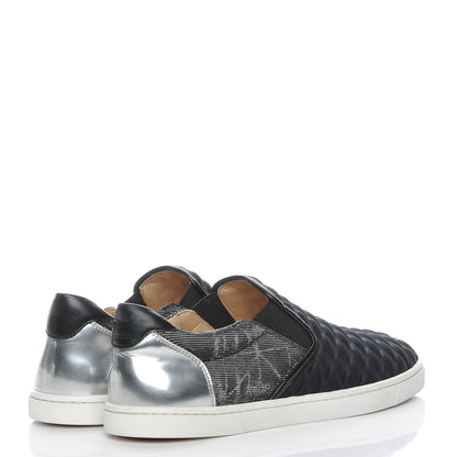 Christian Louboutin Quilted Master Key Flat Skate Sneaker 37.5 Black Silver 4 of 9