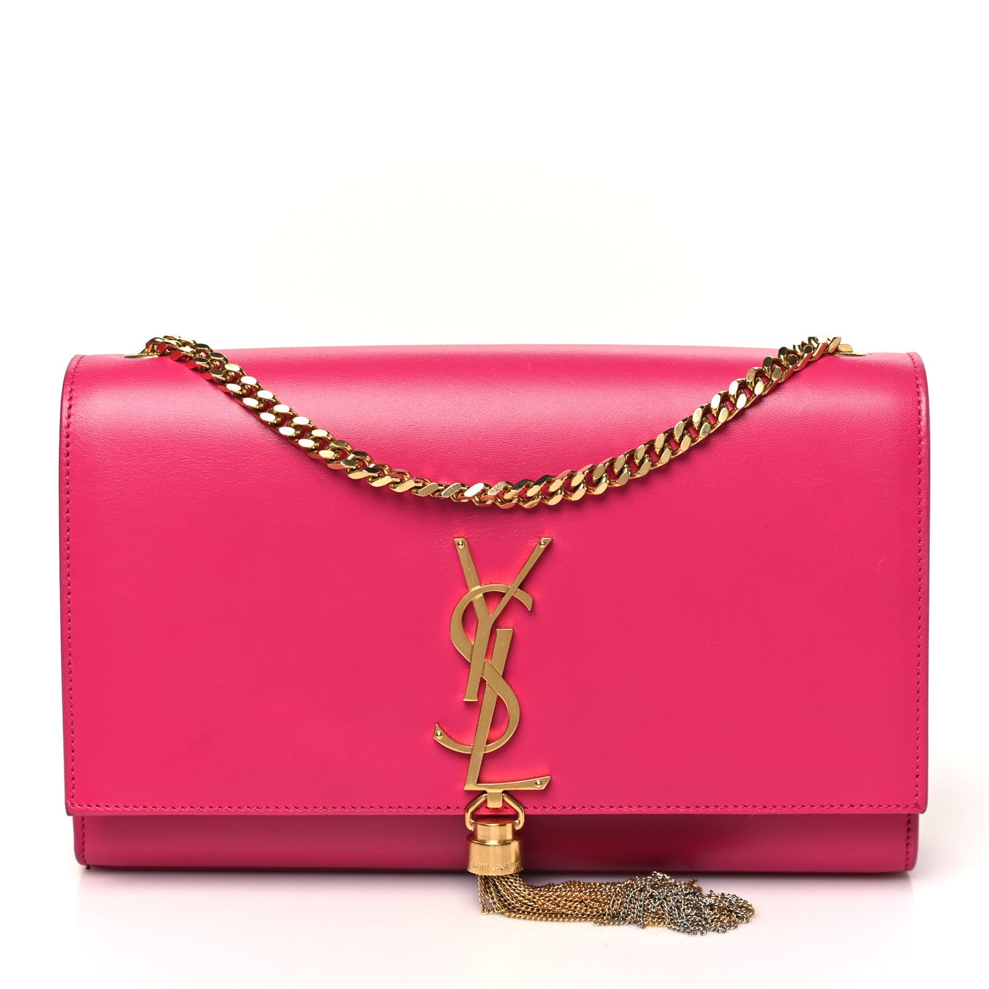 Smooth Calfskin Medium Classic Monogram Kate Tassel Satchel Fuchsia