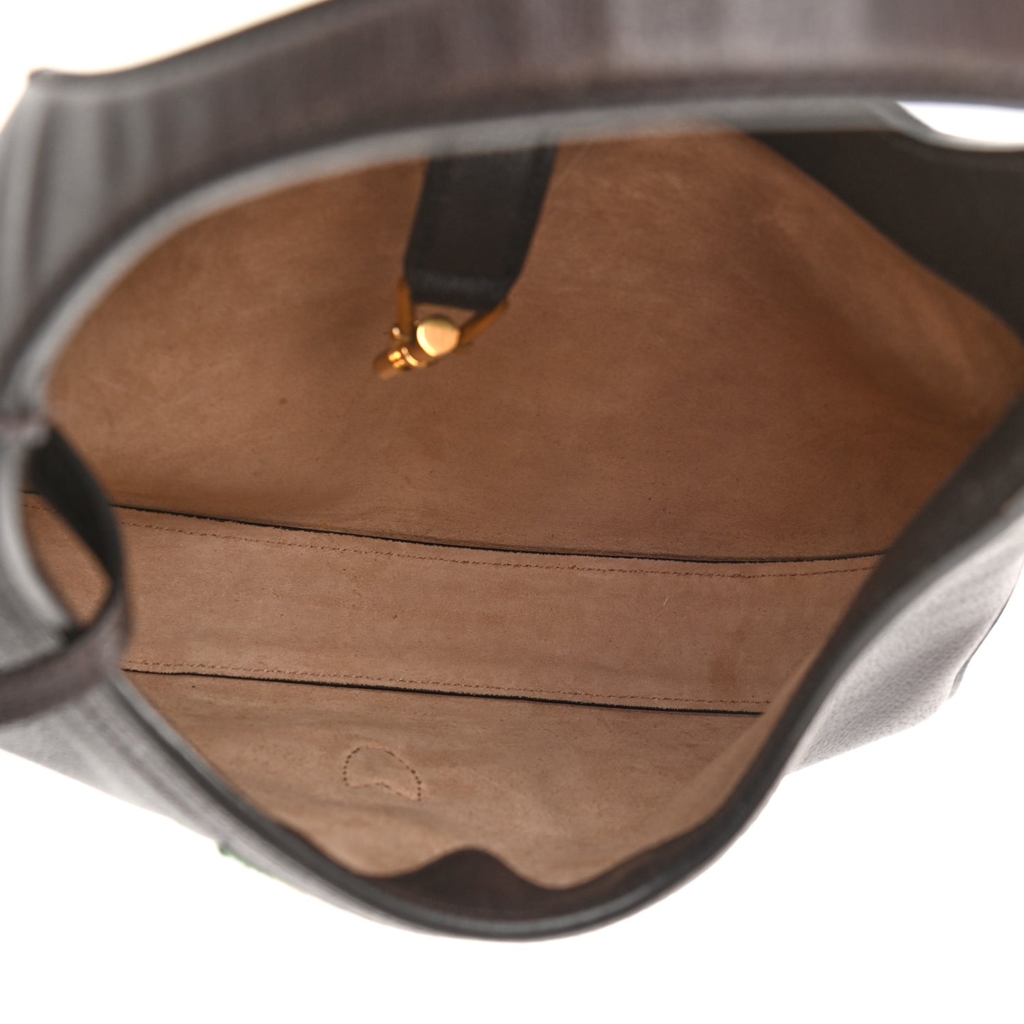 Soft Grained Calfskin Web Medium Jackie Hobo Dark Brown