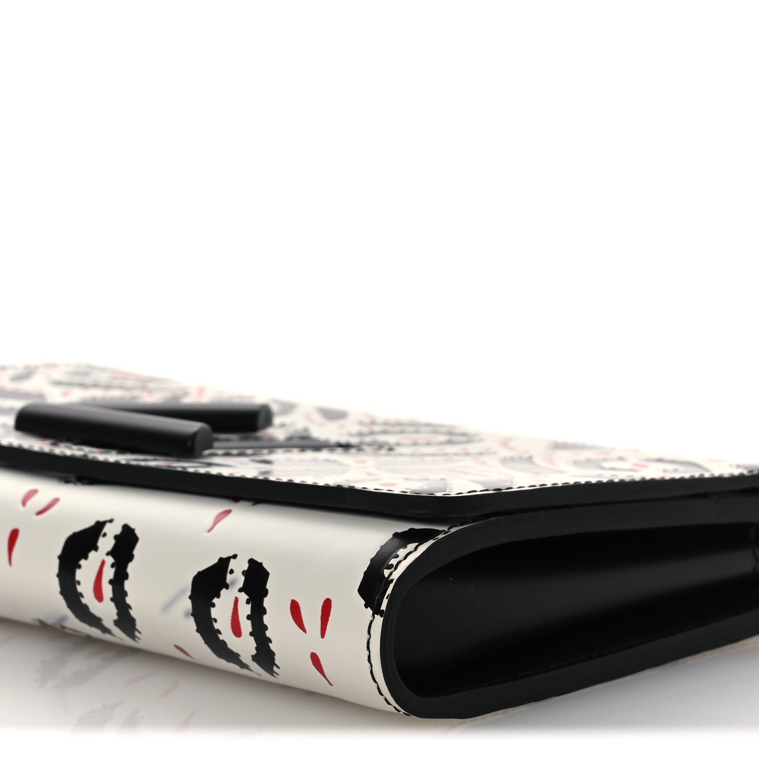 Louis Vuitton Calfskin Graphic Print Twist Chain Wallet White Black White Black 9 of 10