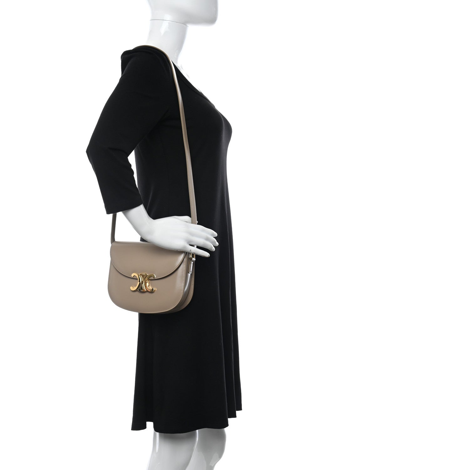 Celine Shiny Calfskin Triomphe Besace Clea Pebble 2 of 9