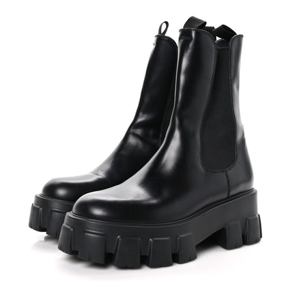Prada Spazzolato Rois Mens Monolith Chelsea 55mm Tall Boots 38 Black 3 of 10