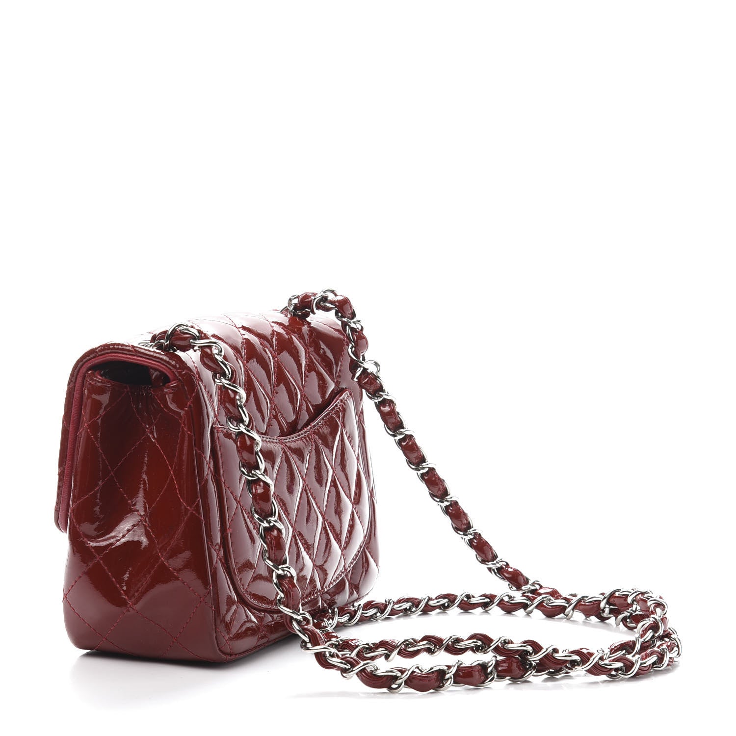 Chanel Patent Quilted Mini Square Flap Red 3 of 11