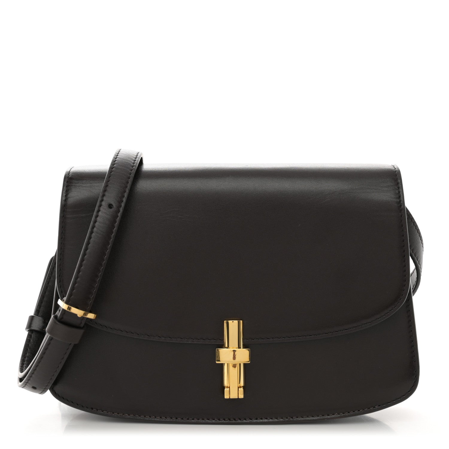 The Row Sleek Calfskin The Sofia 8.75 Crossbody Dark Brown 1 of 12