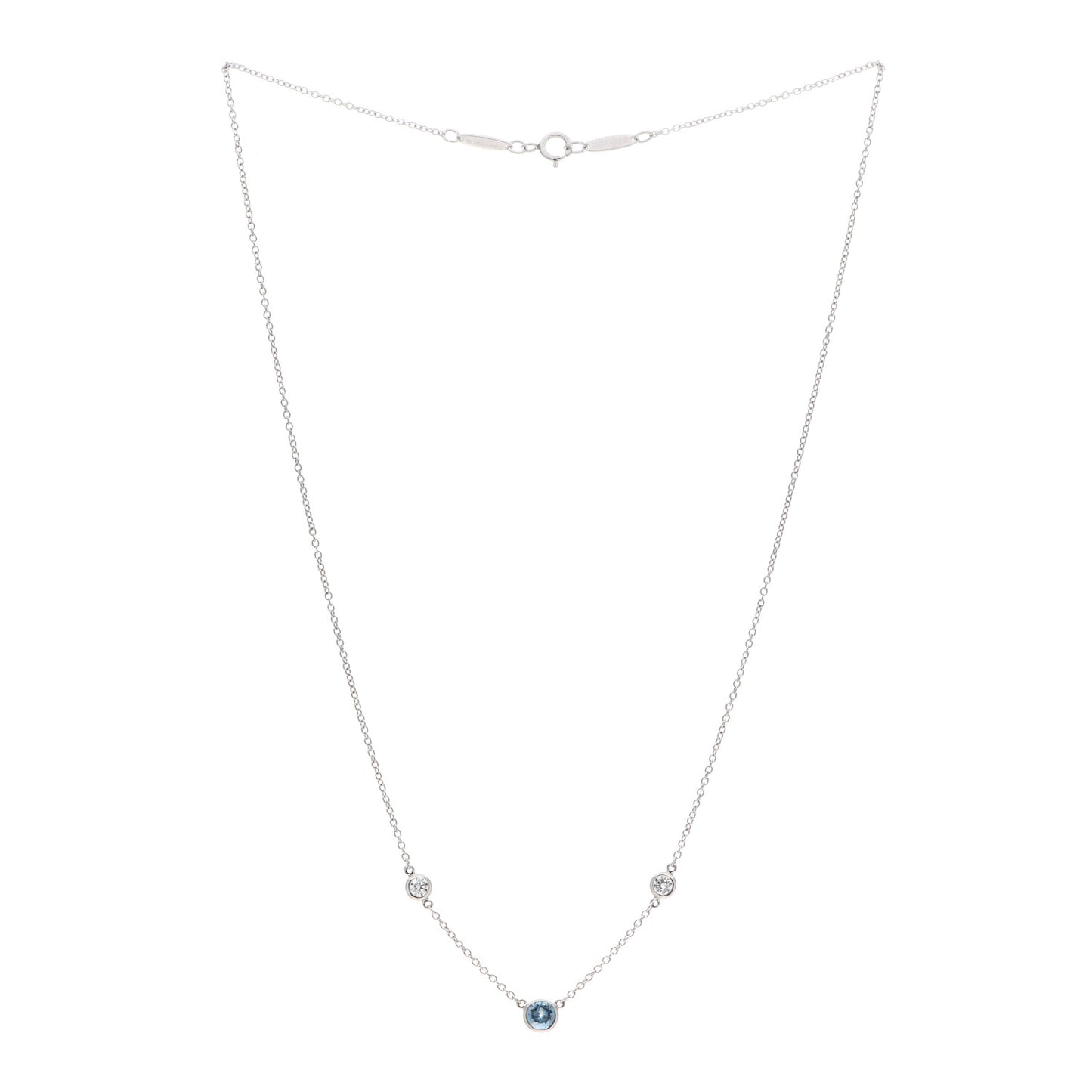 Platinum Diamond Aquamarine Color by the Yard Necklace