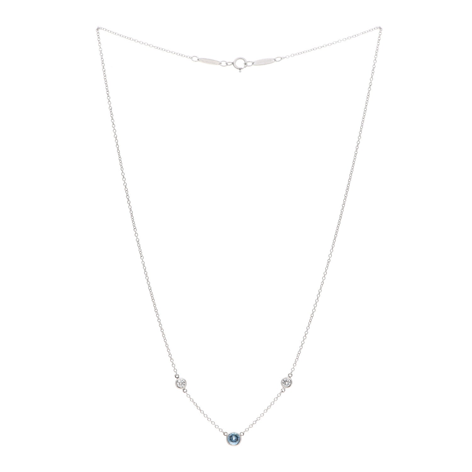 Tiffany Platinum Diamond Aquamarine Color by the Yard Necklace 3 of 7