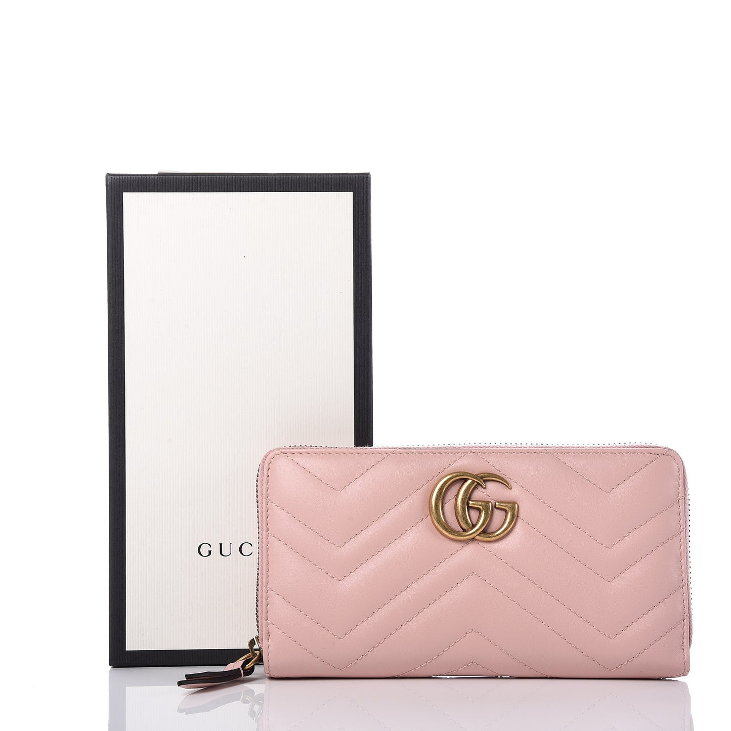 Calfskin Matelasse GG Marmont Zip Around Wallet Perfect Pink
