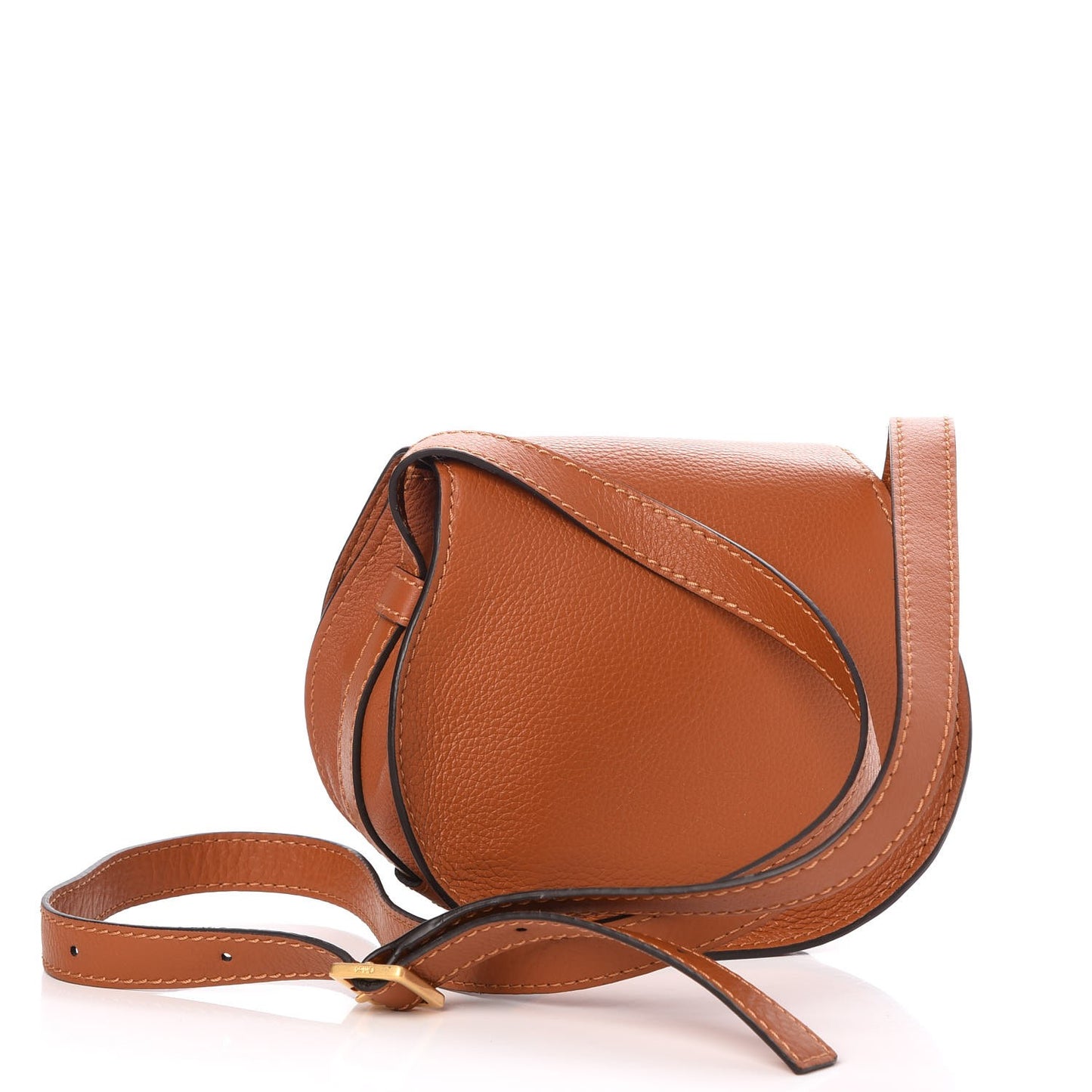 Calfskin Mini Marcie Round Crossbody Bag Tan