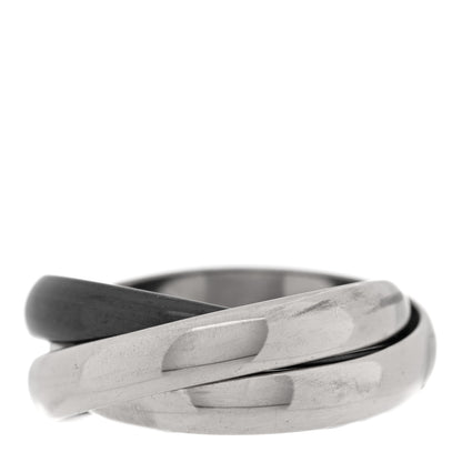 Cartier 18K White Gold Black Ceramic Trinity Ring 50 5.25 3 of 5