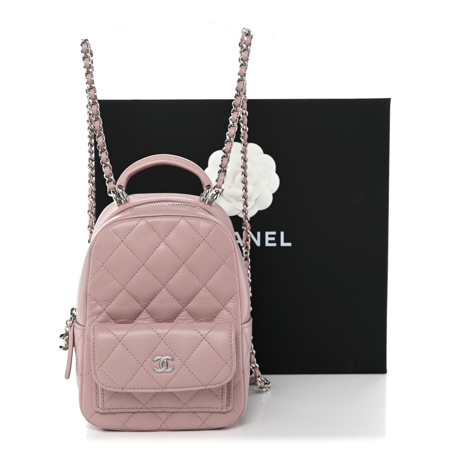 Chanel Caviar Quilted CC Mini Classic Backpack Pink 11 of 11