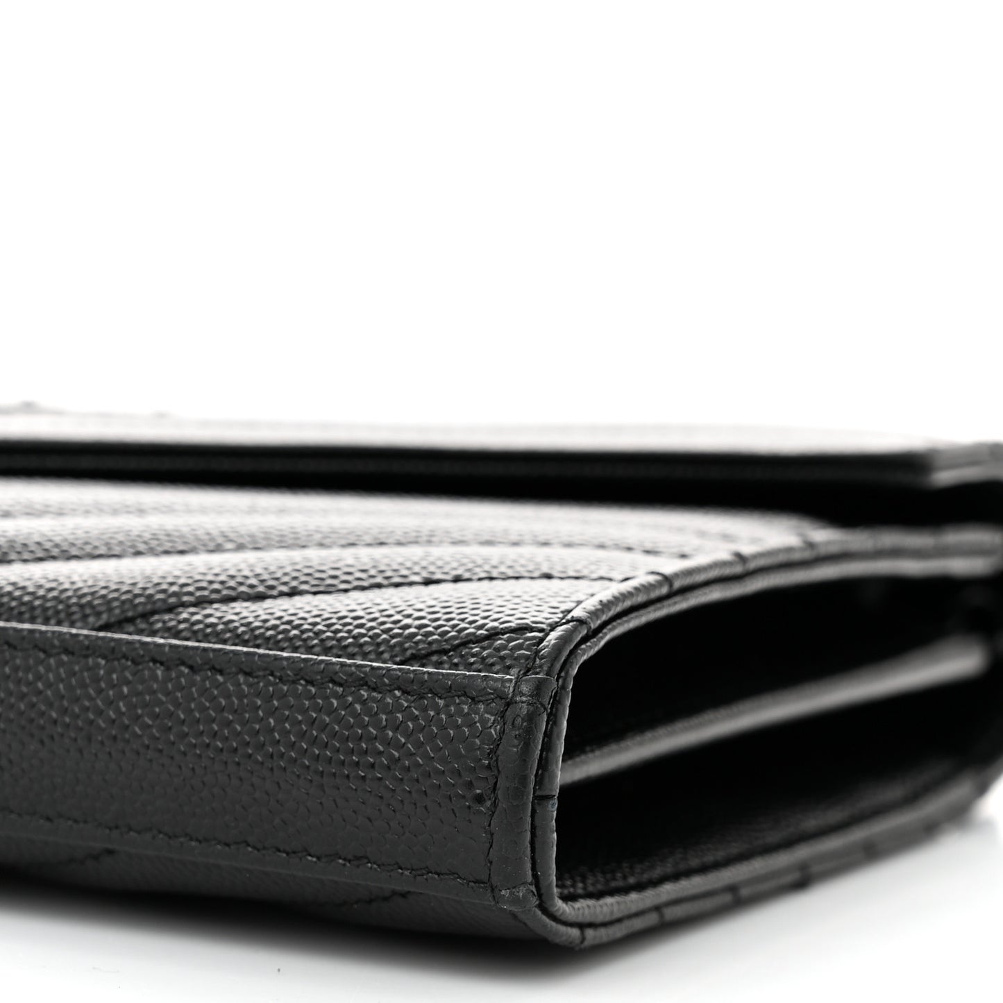 Grain De Poudre Matelasse Chevron Monogram Monochrome Chain Wallet Black