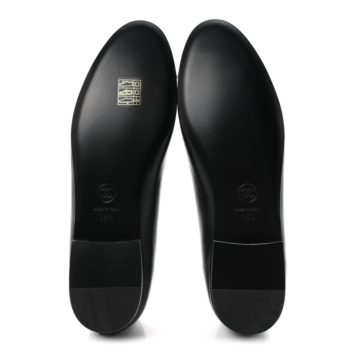 Lambskin CC Cap Toe Ballerina Flats 38.5 Black Dark Grey