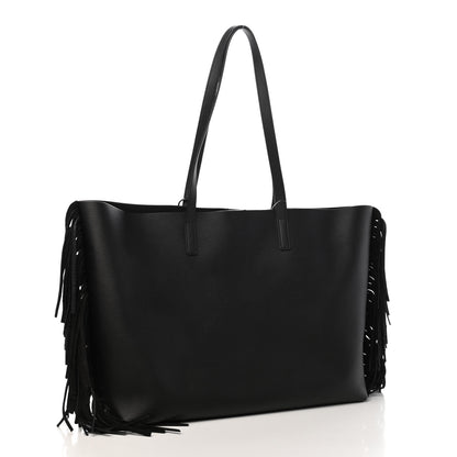 Saint Laurent Calfskin Large Fringe Shopping Tote Black 3 of 9
