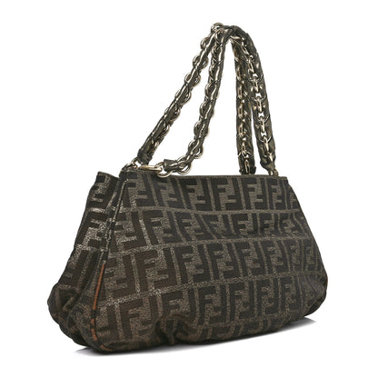 Fendi Metallic Lurex Zucca Small Mia Tote Tobacco 3 of 10