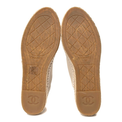 Chanel Grained Calfskin CC Espadrilles 38 Beige Black 6 of 10