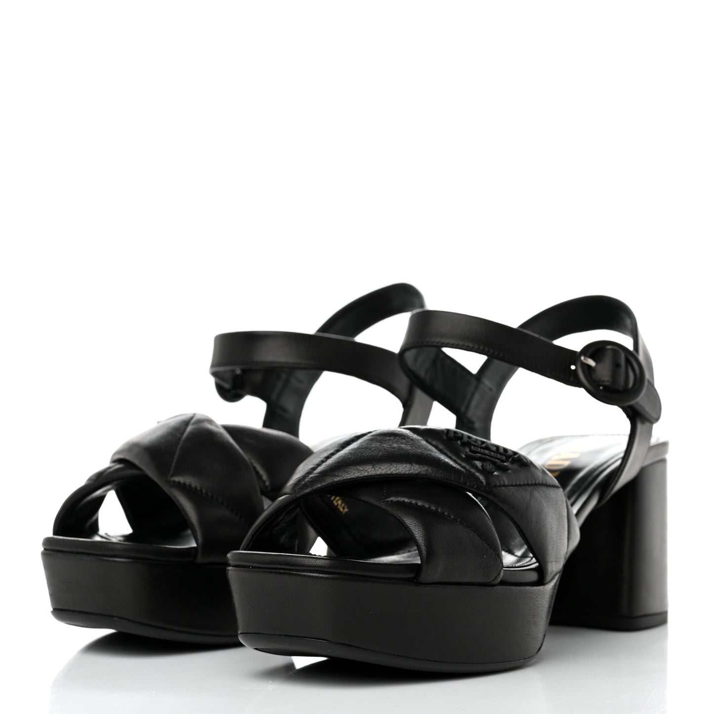 Nappa Logo Quilted Crisscross Platform 20/65mm Sandals 37.5 Black