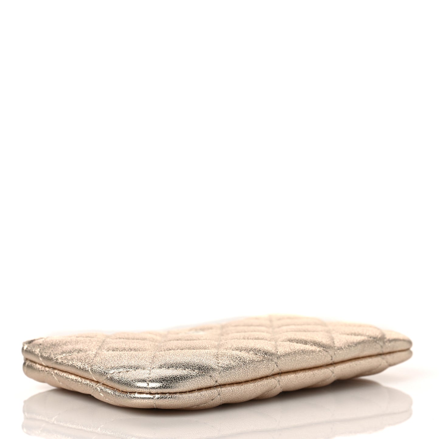 Metallic Lambskin Quilted Small Cosmetic Case Gold