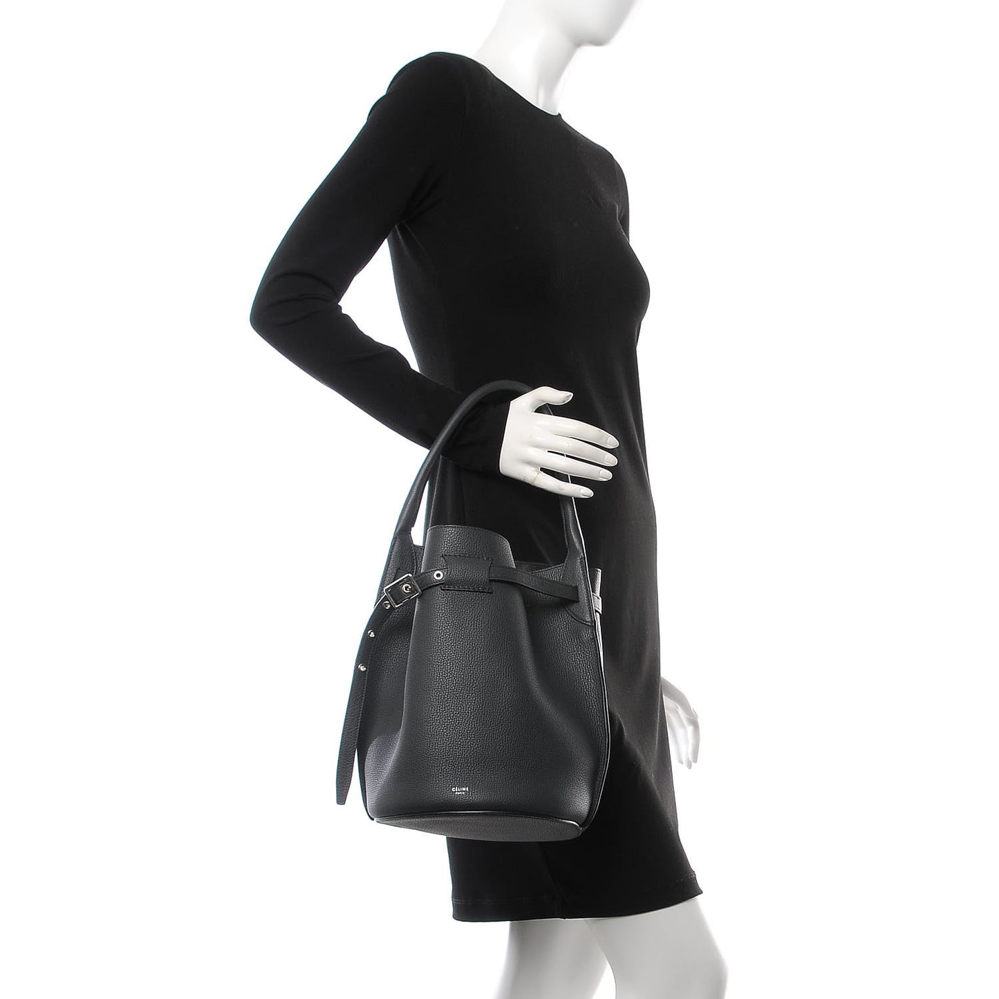 Supple Grained Calfskin Big Bag Bucket Black