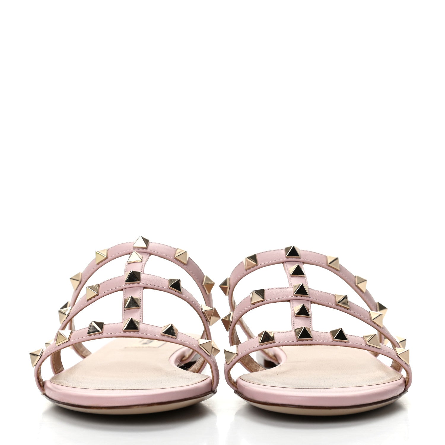 Valentino Garavani Nappa Rockstud Caged Flat Slide Sandals 38 Water Rose 2 of 11