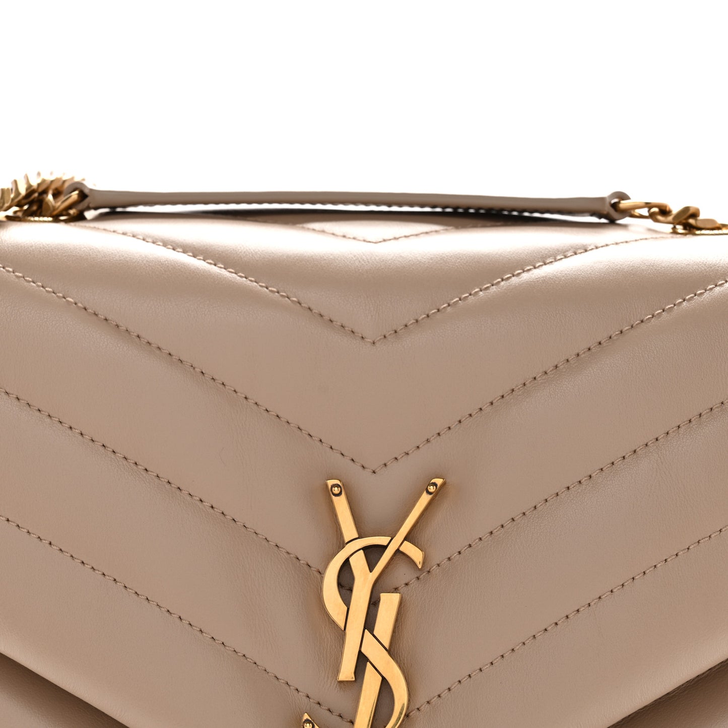 Calfskin Y Quilted Monogram Medium Loulou Chain Satchel Dark Beige