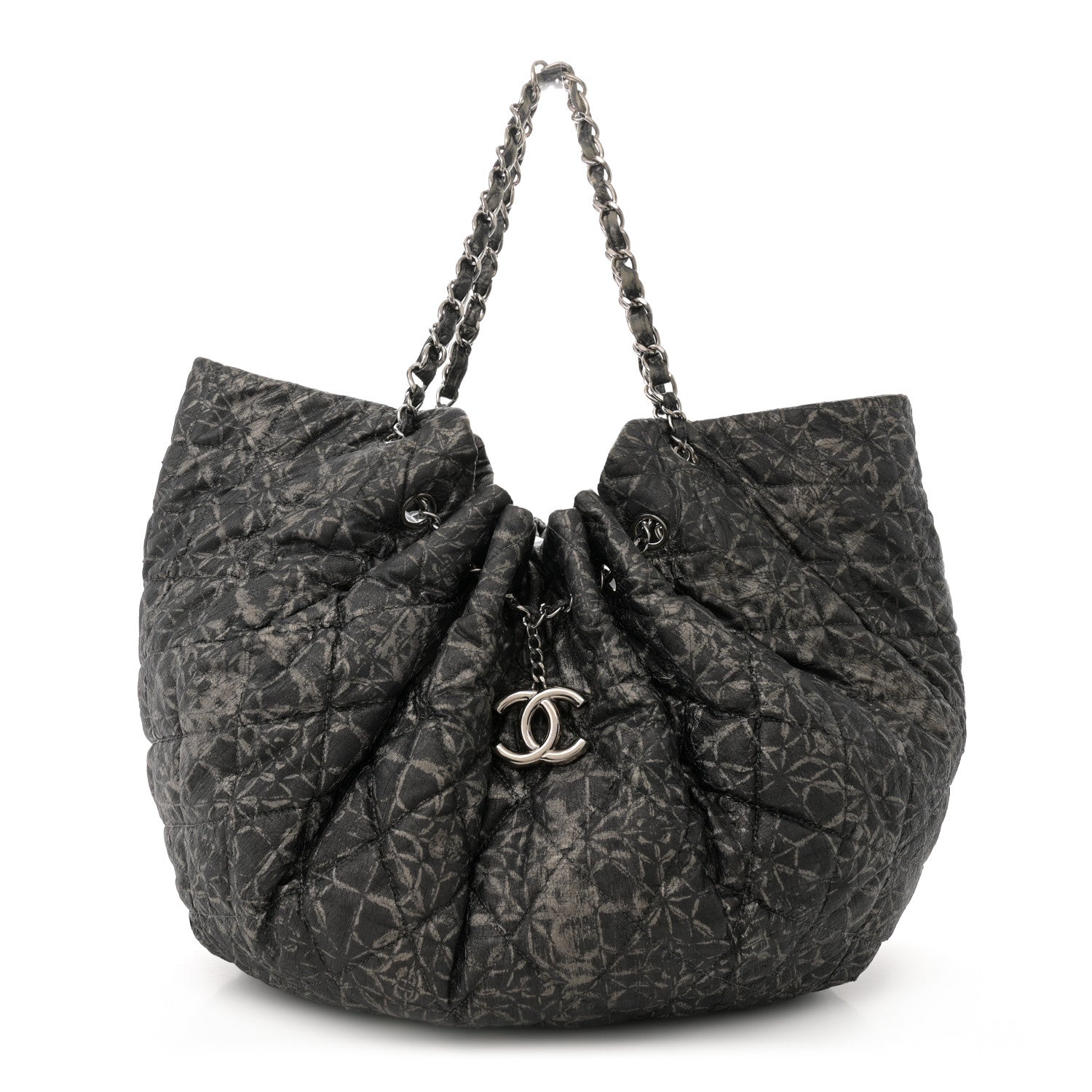 Chanel Nylon Printed Cabas Tote Black Gold 1 of 13