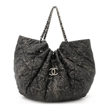 Chanel Nylon Printed Cabas Tote Black Gold 1 of 13