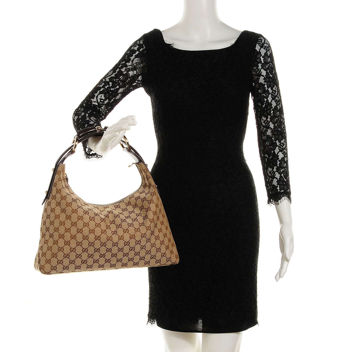 Monogram Medium Horsebit Chain Hobo Dark Brown