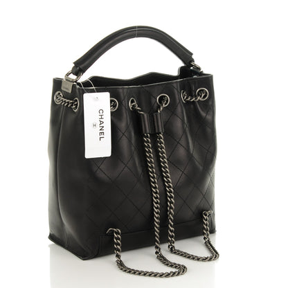 Chanel Calfskin Stitched Medium Urban Luxury Drawstring Backpack Black 3 of 7