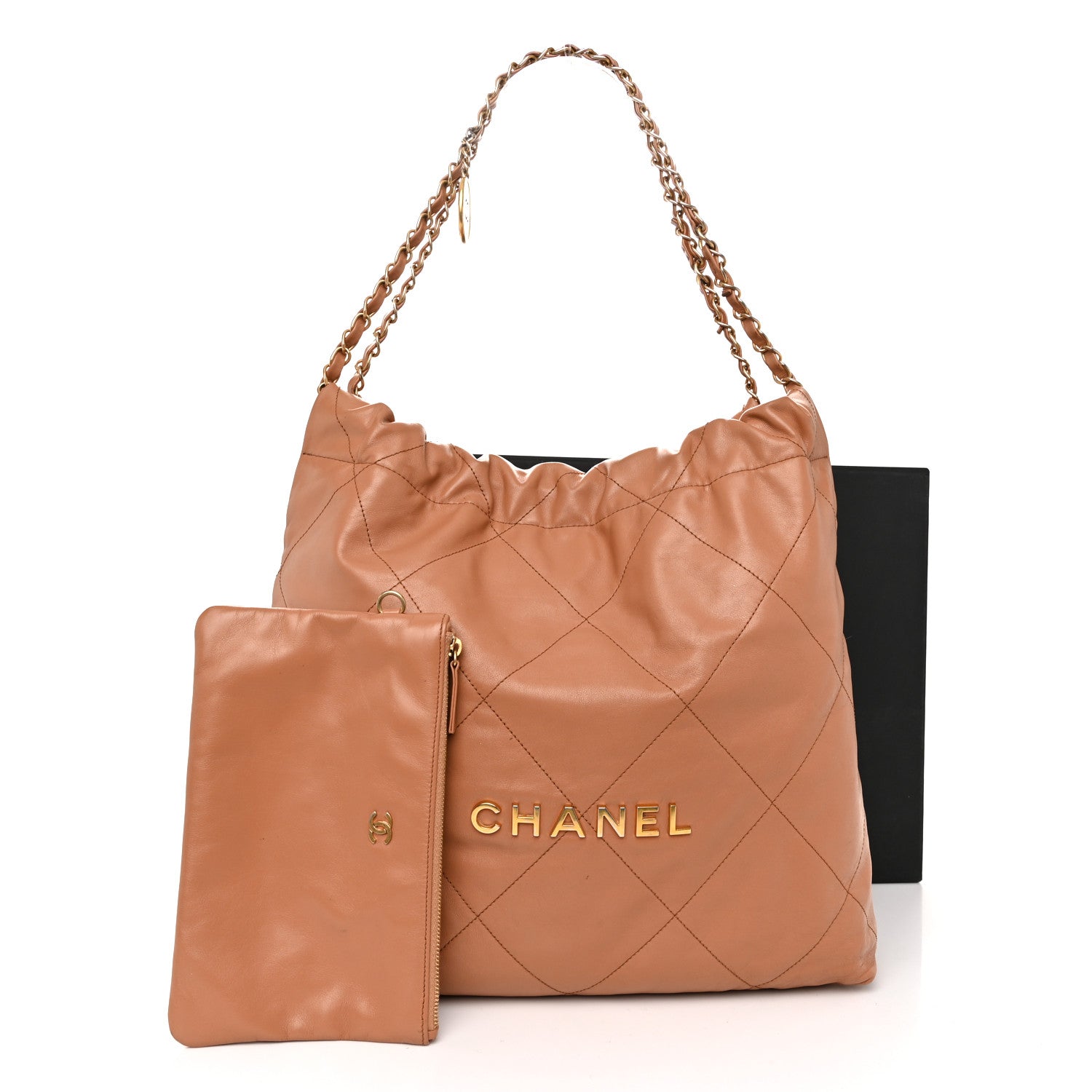 Chanel Shiny Calfskin Quilted Chanel 22 Camel 13 of 13