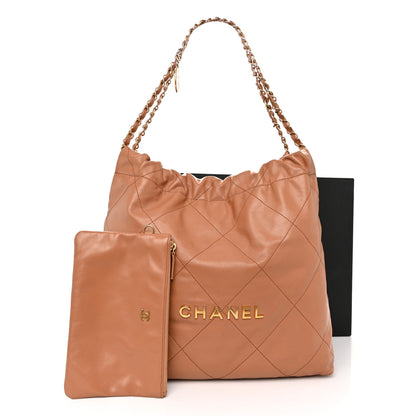 Chanel Shiny Calfskin Quilted Chanel 22 Camel 13 of 13