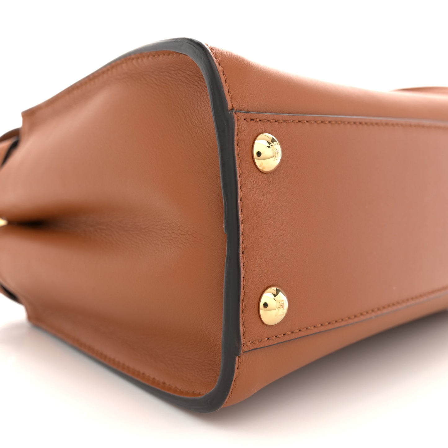 Vitello Seta Canvas FF Embroidered Mini Peekaboo Iconic Satchel Brandy Grezzo