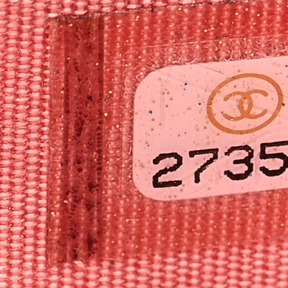 Chanel Caviar Quilted Medium Stripe Filigree Zip Around Wallet Pink White 7 of 8
