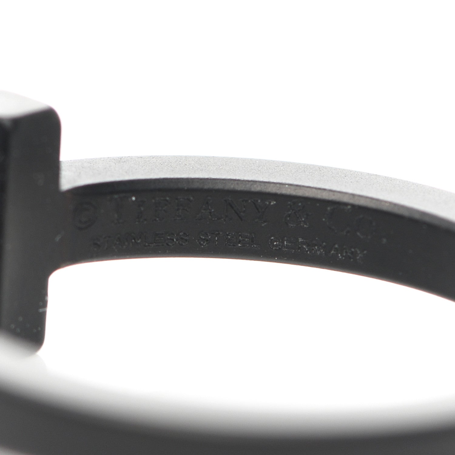 Tiffany Black-Coated Stainless Steel T Square Ring 56 7.5 4 of 5