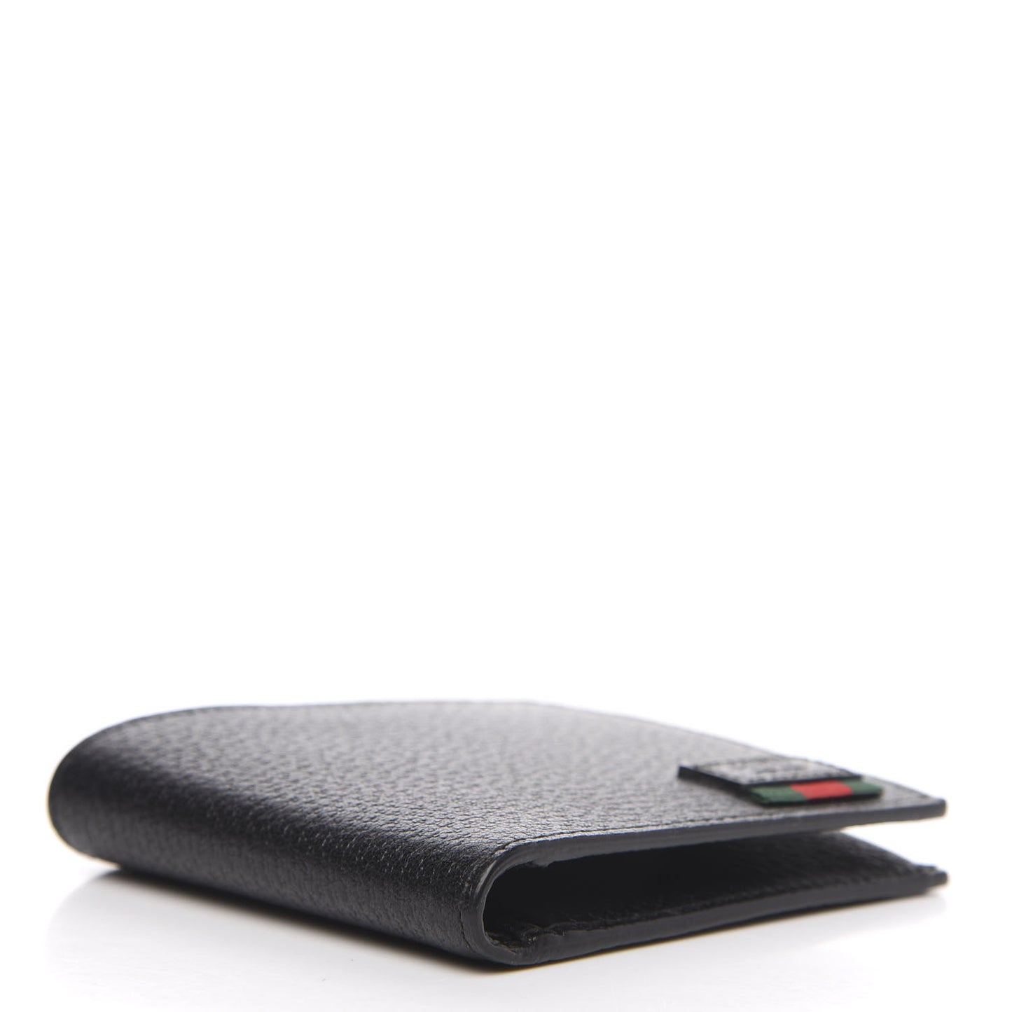 Calfskin Boar Effect Web Bi-Fold Wallet Black