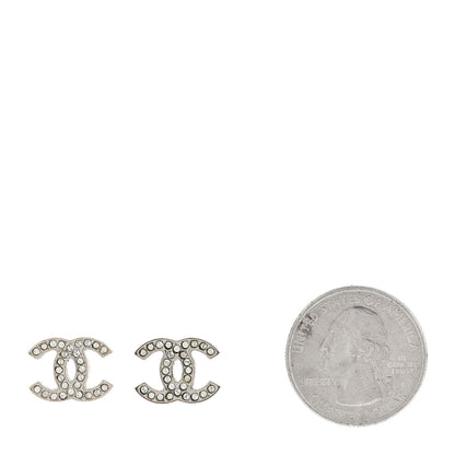 Chanel Crystal Mini Timeless CC Earrings Silver 2 of 7
