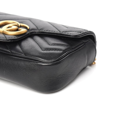 Gucci Calfskin Matelasse Super Mini GG Marmont Shoulder Bag Black 9 of 11