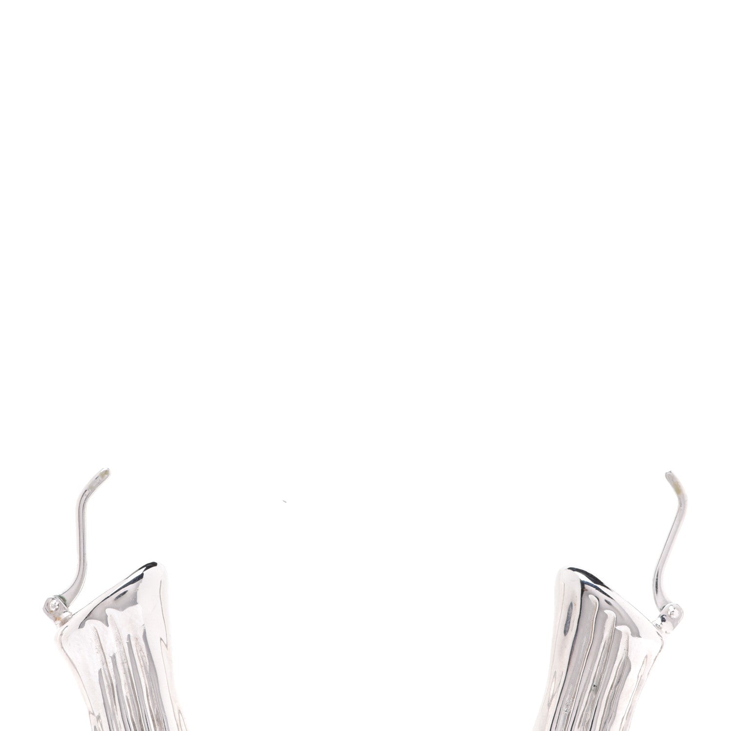 Fendi Metal FF Bamboo Hoop Earrings Silver 3 of 8