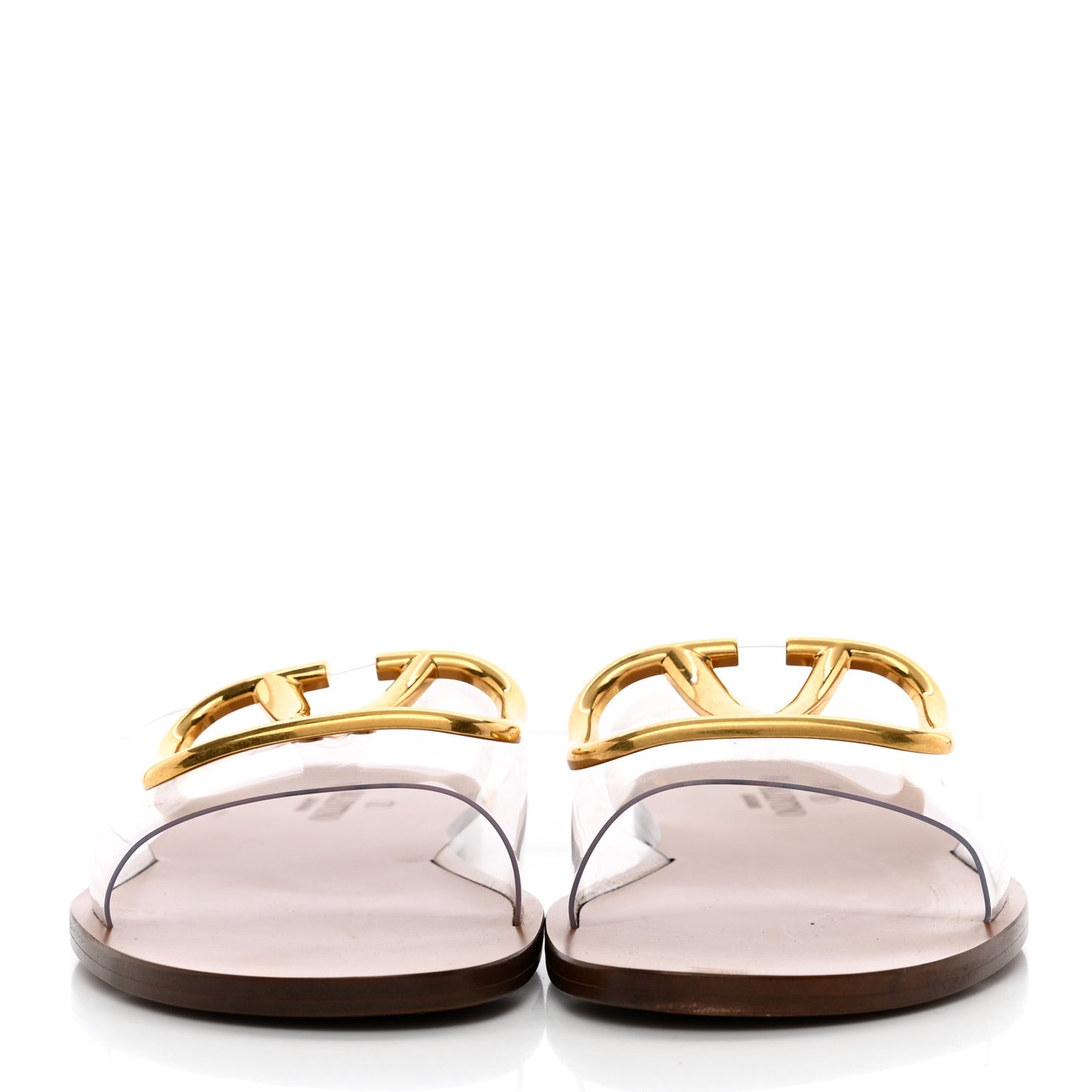 PVC Transparent Vlogo Flat Slide Sandals 37 Brown