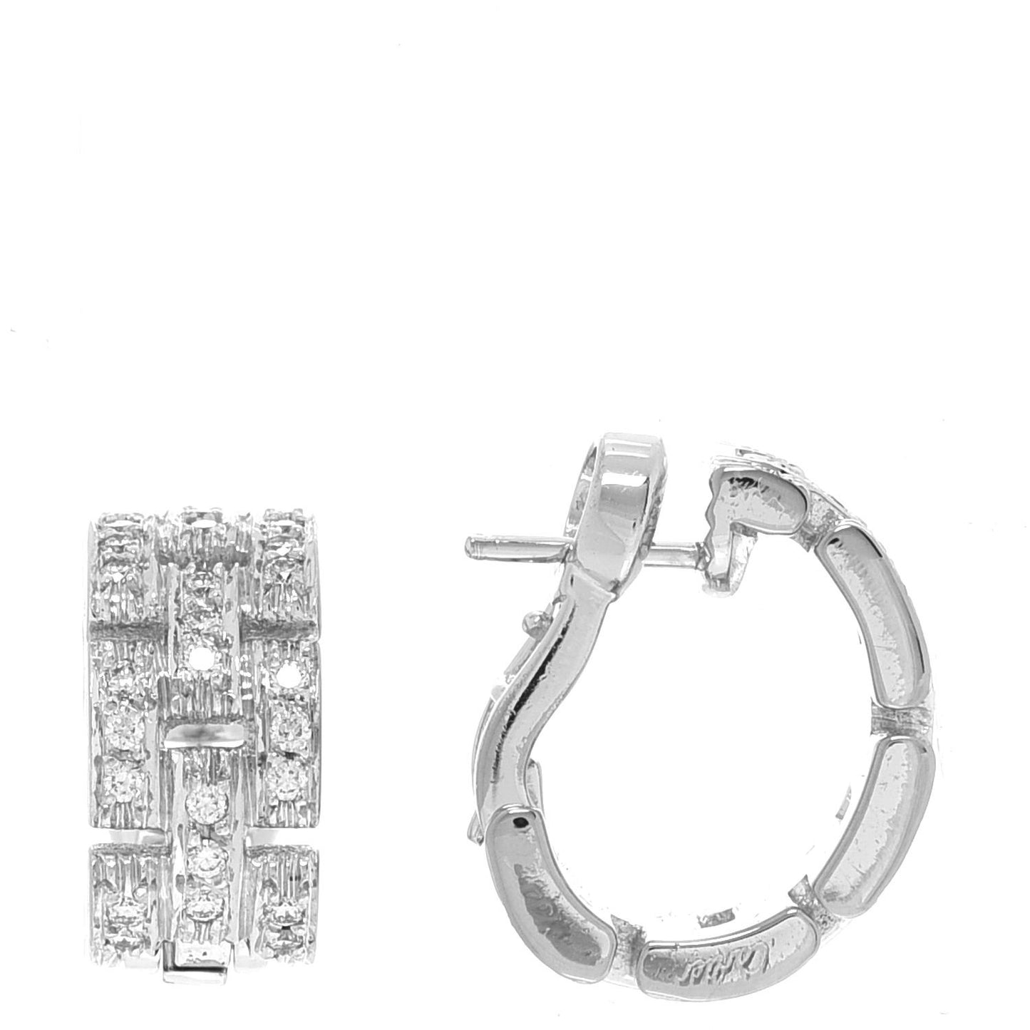 18K White Gold Diamond Panthere Maillon Earrings