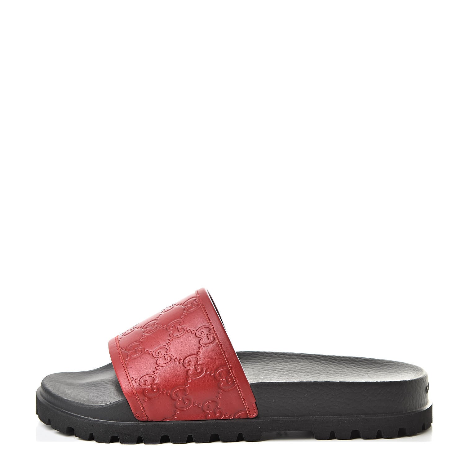 Gucci Guccissima Signature Mens Lug Sole Slide Sandals 9 Hibiscus Red 1 of 7