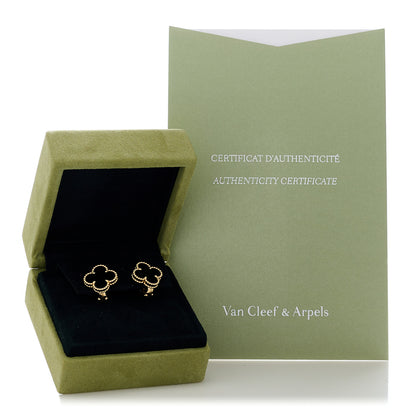 Van Cleef & Arpels 18K Yellow Gold Black Onyx Vintage Alhambra Earrings 6 of 6