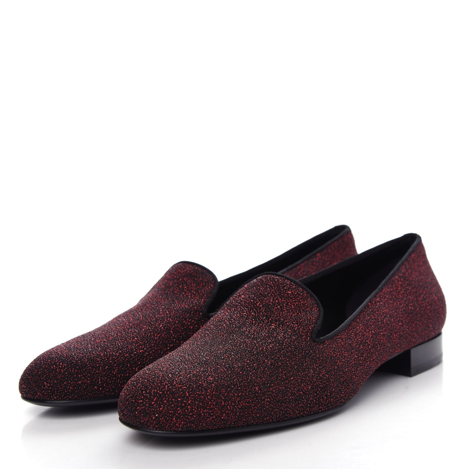 Saint Laurent Metallic Calfskin Smoking Slipper Flat Loafers 38 Red Glitter 3 of 11