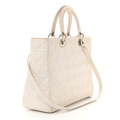Christian Dior Lambskin Cannage Large Lady Dior White 3 of 24