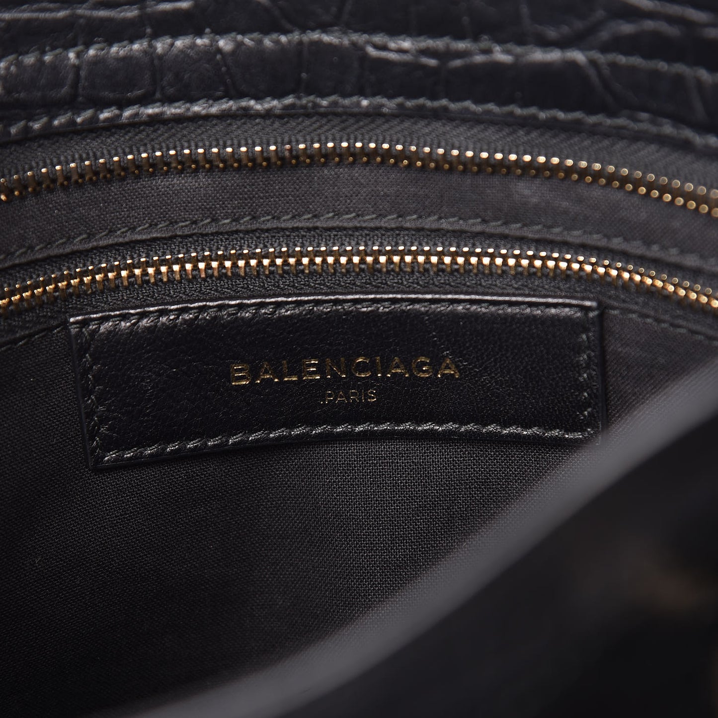 Calfskin Crocodile Embossed Classic Hardware City Black