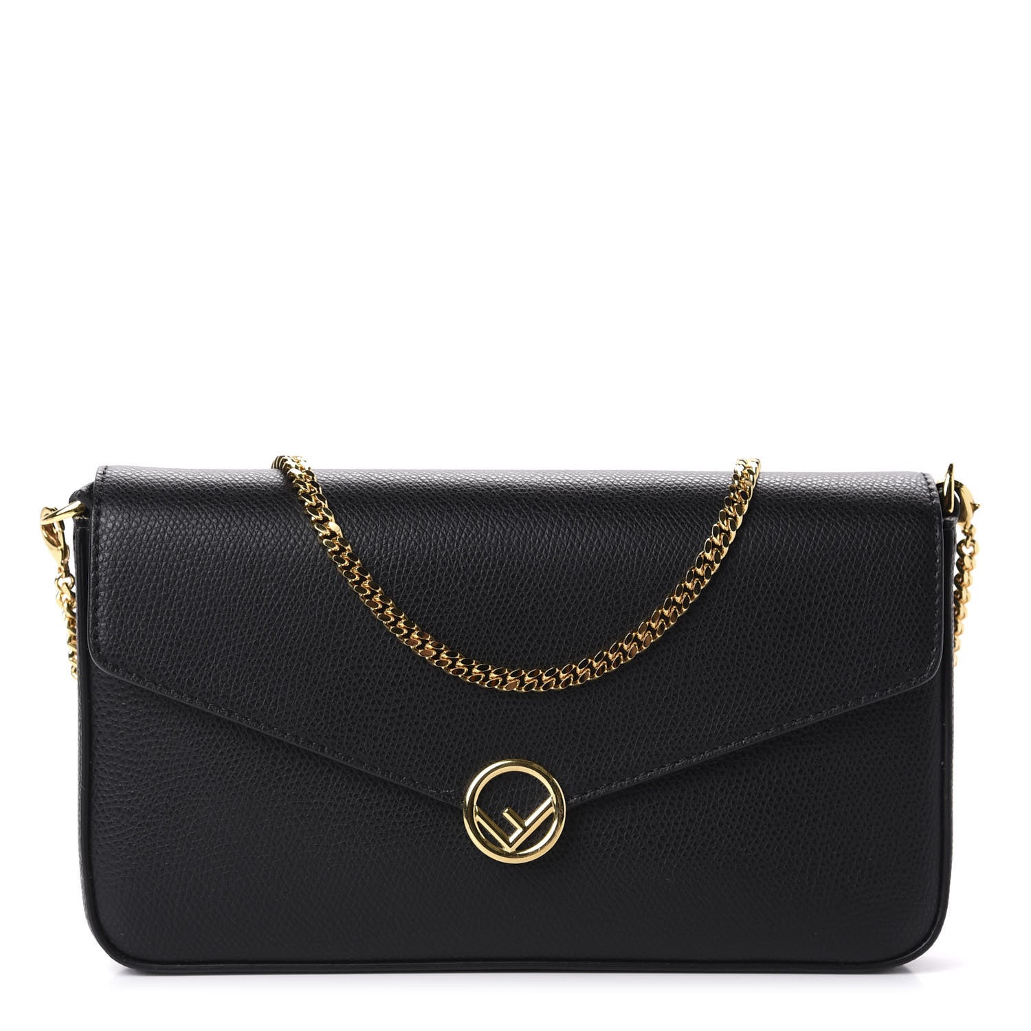 Fendi Vitello Cruise F is Fendi Envelope Wallet on Chain with Pouches Black 1 of 11