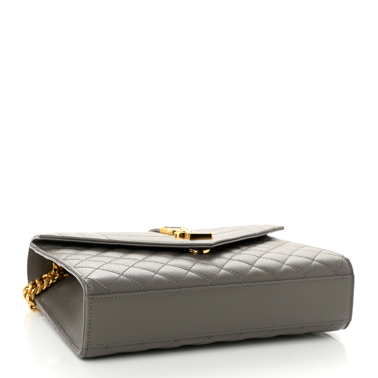 Saint Laurent Grain De Poudre Textured Mixed Matelasse Medium Triquilt Monogram Satchel Earth 4 of 10