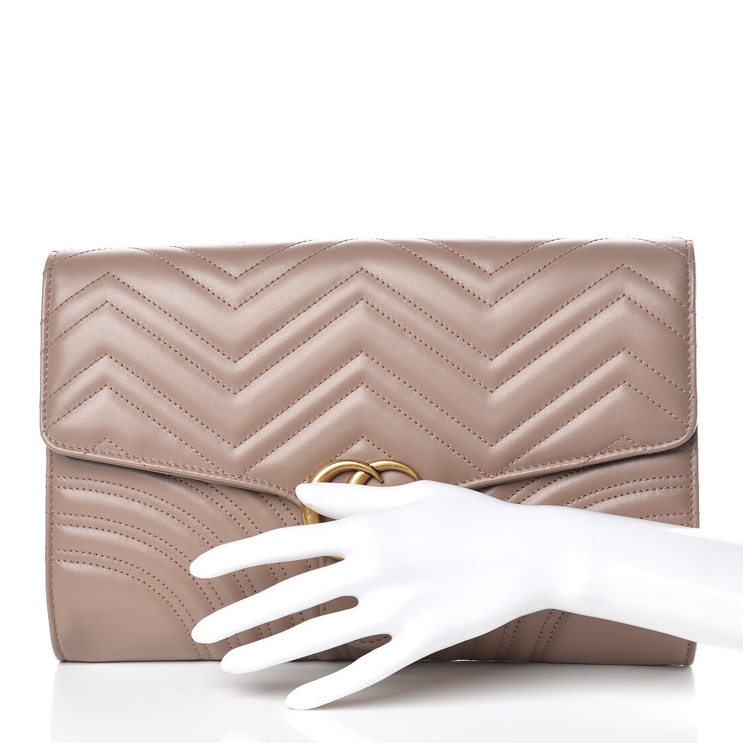 Gucci Calfskin Matelasse GG Marmont Clutch Porcelain Rose 2 of 9