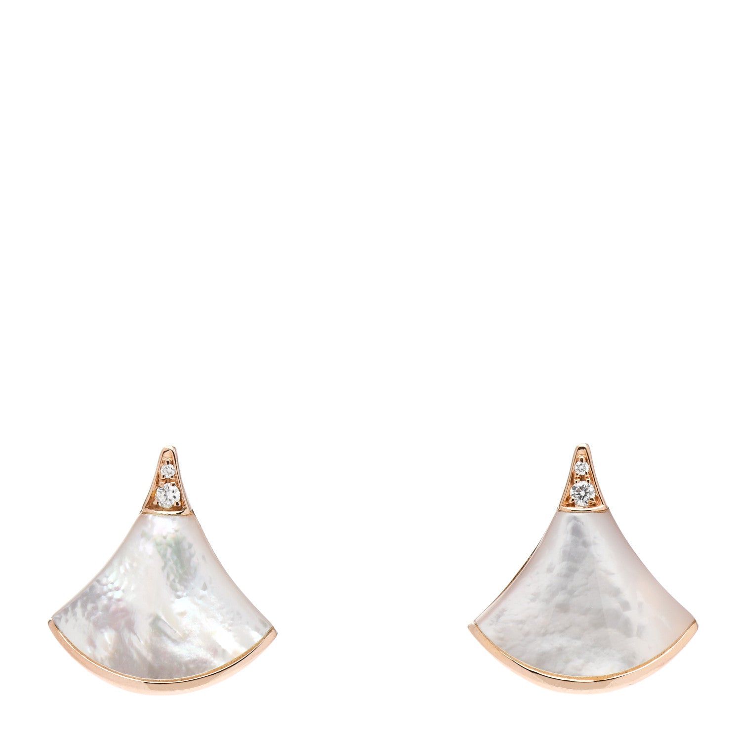 Bulgari 18K Rose Gold Diamond Mother of Pearl Divas' Dream Stud Earrings 1 of 5