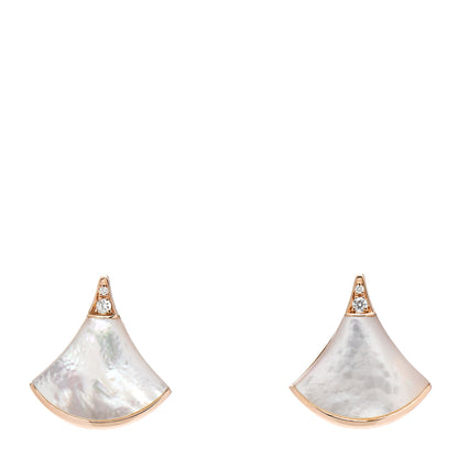 Bulgari 18K Rose Gold Diamond Mother of Pearl Divas' Dream Stud Earrings 1 of 5