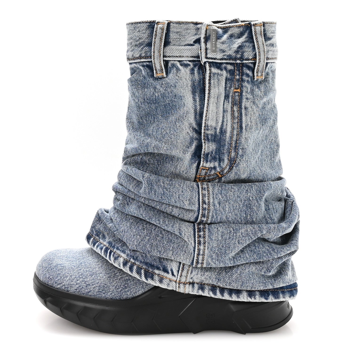 Givenchy Boyfriend Denim Shark Lock Biker Ankle Boots 40 Medium Blue 1 of 8